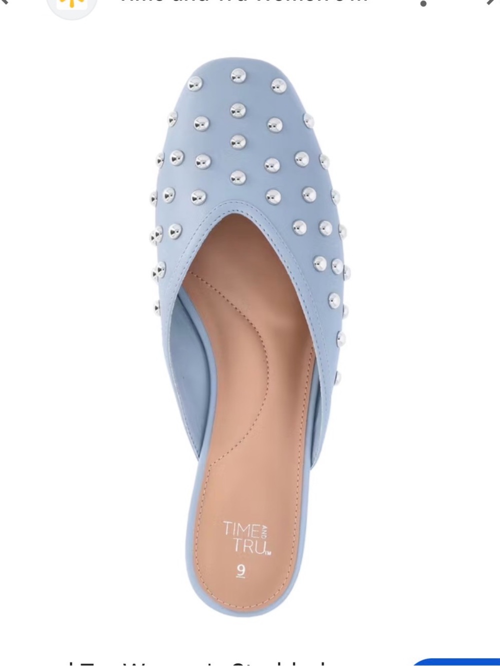 Time and Tru Powder Blue Studded Mule NWT 8
